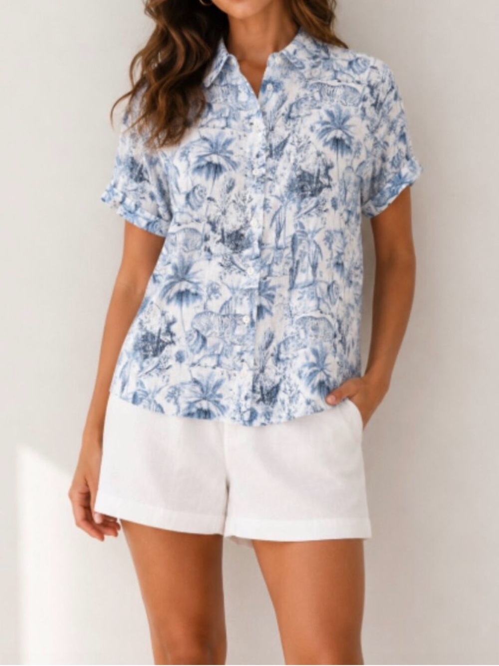 Rachel Zoe 100% Linen Safari Button Down Shirt Women’s Small - Picture 2 of 2